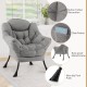Cozy gray Sherpa upholstered accent chair with button tufting, side pocket, and rust-proof metal frame for versatile.
